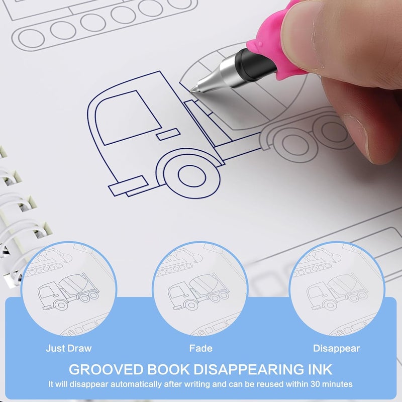 WANFRES Magic grooved writing practice book for kids age 3-5-8-10, Grooved handwriting practice for kids, Suitable for beginners to practice writing and line control. children's magic copybooks. - Image 3